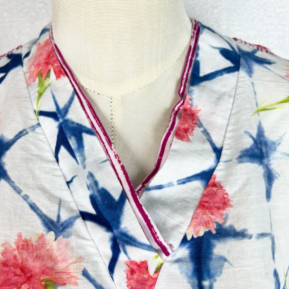 Benares Poncho top size Large coverup Cotton colorful beachy Summer - Picture 4 of 9